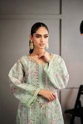 DA-2009 GREEN EMBROIDERED KURTA  WITH TROUSER